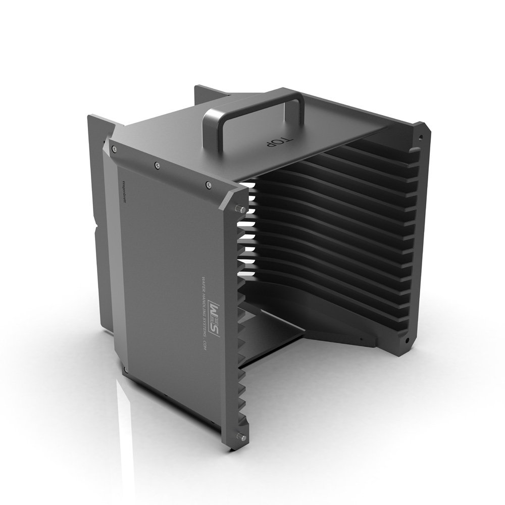 Aluminum hard clear anodized cassette BI-PITCH | 13 slot | Handle | Flat slot-/thick wafer (WHS-M1) 200 mm (8") Aluminum hard clear anodized cassette BI-PITCH | 13 slot | Handle | Flat slot-/thick wafer (WHS-M1) 200 mm (8")